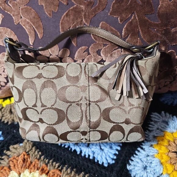 2007 Vintage y2k Coach Demi Shoulder Bag with metallic snakeskin Purse - Picture 1 of 11